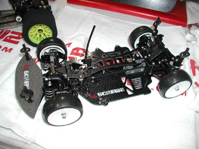 A Yokomo 1/12th-scale touring car, fully outfitted with RC Screwz stainless steel screws. (Click to enlarge)
