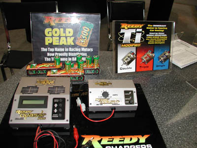 In addition to motors, Reedy markets its very popular line of chargers, the Quasar and Quasar Pro.  They also offer their own precision-matched Gold Peak 3300 racing cells. (Click to enlarge)